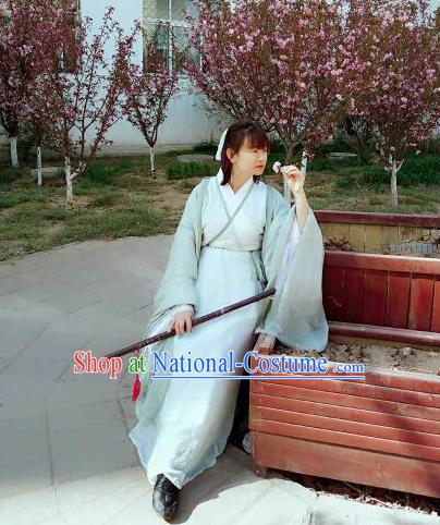 Traditional Chinese Ancient Female Costumes, China Hanfu Wide-sleeve Cardigan Blouse and Dress Complete Set, China Jin Dynasty Wearing for Women