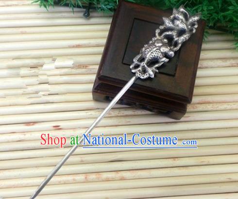 Traditional Chinese Ancient Classical Handmade Hair Accessories Hanfu Headwear Palace Silver Hairpin for Women