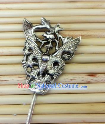 Traditional Chinese Ancient Classical Handmade Hair Accessories Hanfu Headwear Palace Silver Hairpin for Women