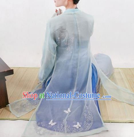 Traditional Chinese Ancient Song Dynasty Noble Lady Costumes, China Princess Hanfu Embroidered Cardigan Boob Tube Top and Pants Complete Set for Women