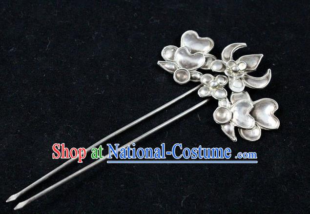 Traditional Handmade Chinese Ancient Classical Miao Sliver Hair Accessories Step Shake Barrettes Hair Sticks for Women