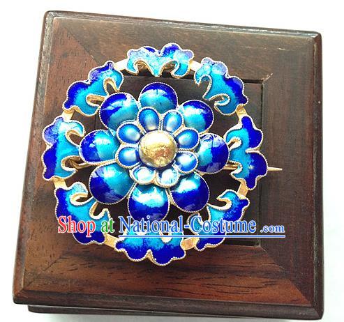 Traditional Handmade Chinese Ancient Classical Accessories Blueing Brooch Round Pendent for Women