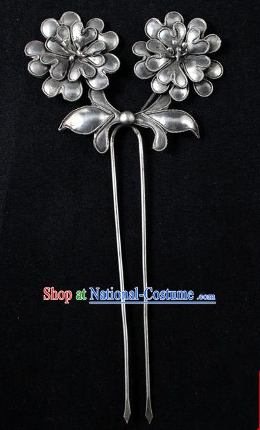 Traditional Handmade Chinese Ancient Classical Hair Accessories Barrettes China Sliver Hairpins Palace Lady Flower Step Shake Hair Sticks for Women