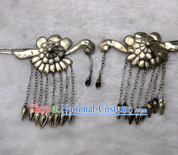 Traditional Handmade Chinese Ancient Classical Hair Accessories Barrettes Lucky Flower Hairpin, Step Shake Twain Hair Sticks Hair Fascinators for Women