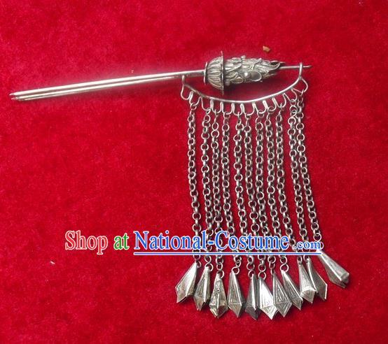 Traditional Handmade Chinese Ancient Classical Hair Accessories Barrettes, Palace Lady Long Tassel Hairpin Step Shake Hair Sticks for Women