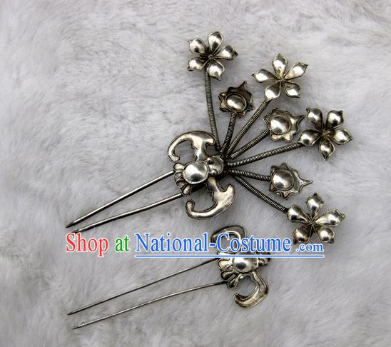 Traditional Handmade Chinese Ancient Classical Hair Accessories Barrettes Manchu Palace Lady Hairpin, Hanfu Hair Sticks Twain Hair Fascinators Hairpins for Women