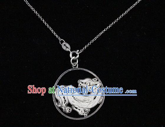 Traditional Handmade Chinese Ancient Classical Accessories Pure Sliver Chinese Zodiac Pendant Tiger Lacing Pendent for Women