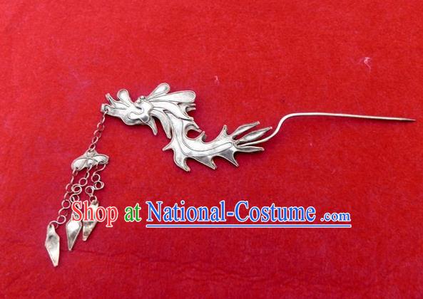 Traditional Handmade Chinese Ancient Classical Hair Accessories Barrettes Hanfu Hairpins, Imperial Dragon Head Step Shake Hair Sticks Hair Jewellery for Women