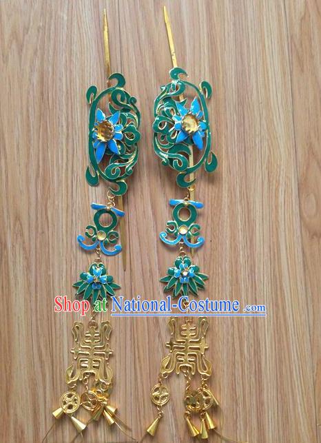 Traditional Handmade Chinese Miao Nationality Ancient Classical Dragon Head Earrings Accessories Pure Sliver Blueing Eardrop for Women