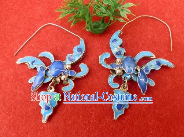 Traditional Handmade Chinese Ancient Classical Jewelry Accessories, China Hanfu Blueing Phoenix Earrings Ornament for Women