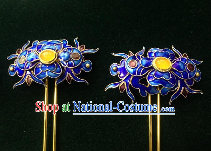 Traditional Handmade Chinese Ancient Classical Hair Accessories Barrettes Cloisonn Hairpins, Step Shake Hair Sticks for Women