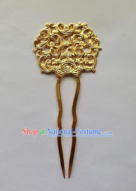 Traditional Handmade Chinese Ancient Classical Hair Accessories Barrettes Golden Hairpins, Pure Sliver Step Shake Hair Combs for Women