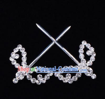 Chinese Ancient Peking Opera Hair Accessories Young Lady Headwear, Traditional Chinese Beijing Opera Head Ornaments Hua Tan White Crystal Willow Leaf Hairpins