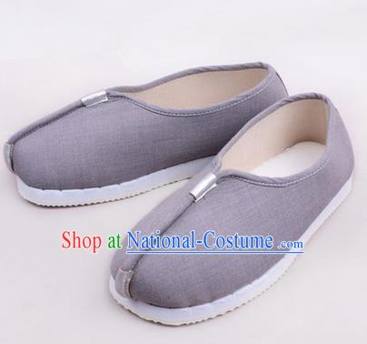 Chinese Shoes Wedding Shoes Kung Fu boots Wushu Shoes Men Shoes, Opera Shoes Hanfu Shoes Embroidered Shoes Grey Monk Shoes