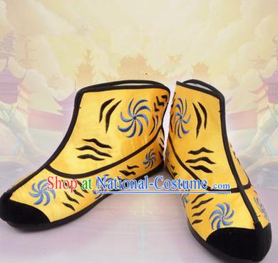 Chinese Ancient Peking Opera Monkey Boots, Traditional China Beijing Opera Handsome Monkey King Embroidered Shoes