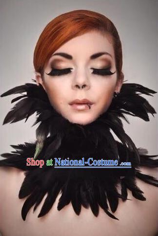 Top Grade Professional Stage Show Halloween Feather Collar, Brazilian Rio Carnival Samba Opening Dance Necklace for Women