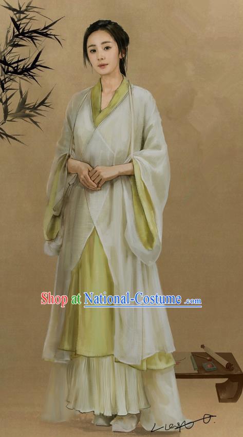 Traditional Ancient Chinese Young Lady Costume, Films Brotherhood of Blades Chinese Ming Dynasty Farmwife Hanfu Clothing and Handmade Headpiece Complete Set