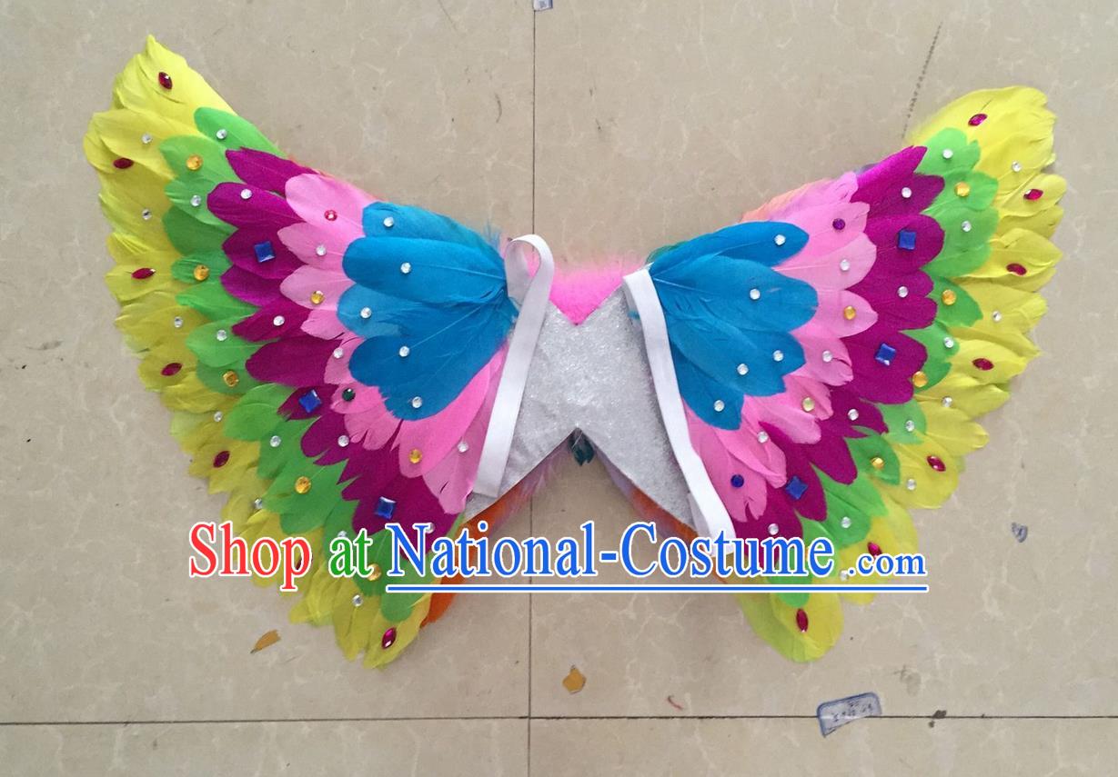 Top Grade Professional Stage Show Halloween Props Feather Wings, Brazilian Rio Carnival Parade Samba Dance Modern Fancywork Butterfly Backplane for Kids