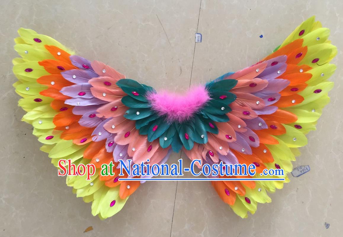 Top Grade Professional Stage Show Halloween Props Feather Wings, Brazilian Rio Carnival Parade Samba Dance Modern Fancywork Butterfly Backplane for Kids