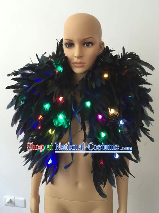 Top Grade Professional Stage Show Halloween Parade Led Light Costumes, Brazilian Rio Carnival Parade Samba Dance Catwalks Feather Clothing for Women