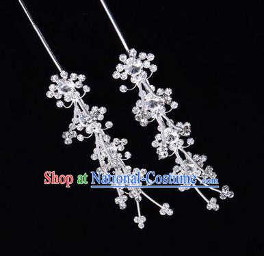 Chinese Ancient Peking Opera Hair Accessories Young Lady Diva Head Ornaments, Traditional Chinese Beijing Opera Hua Tan White Crystal Hairpins