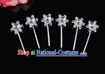 Chinese Ancient Peking Opera Hair Accessories Young Lady Diva Head Ornaments, Traditional Chinese Beijing Opera Hua Tan White Crystal Bead Hairpins