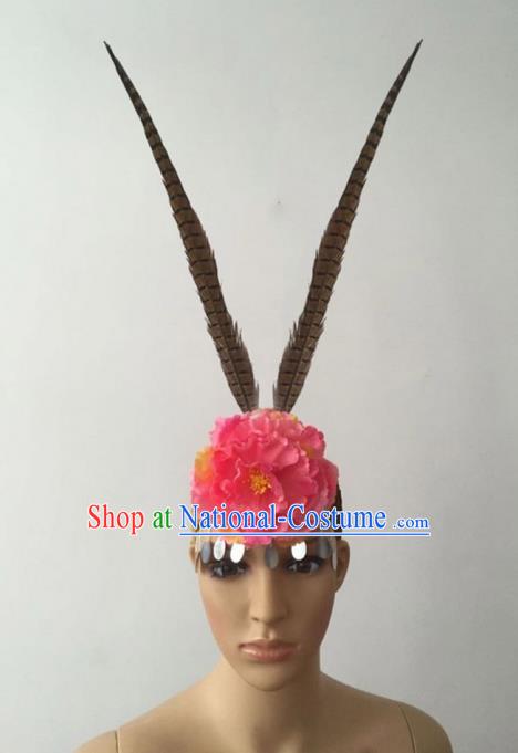 Top Grade Professional Stage Show Peking Opera Feather Hair Accessories Headwear for Women