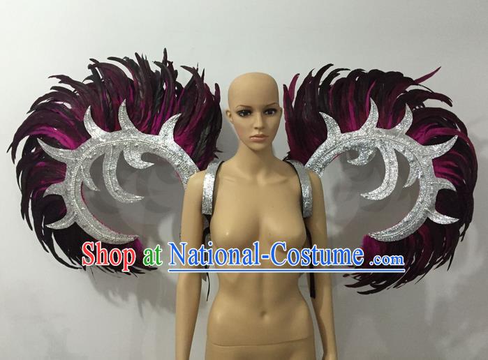 Top Grade Professional Stage Show Halloween Parade Feather Wings, Brazilian Rio Carnival Samba Dance Modern Fancywork Props Backplane Decorations for Women