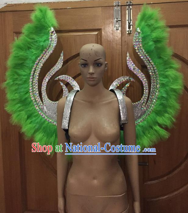 Top Grade Halloween Parade Decorations Brazilian Rio Carnival Samba Dance Green Feathers Deluxe Wings for Women