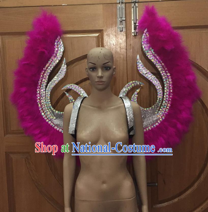 Top Grade Halloween Parade Decorations Brazilian Rio Carnival Samba Dance Rosy Feathers Deluxe Wings for Women