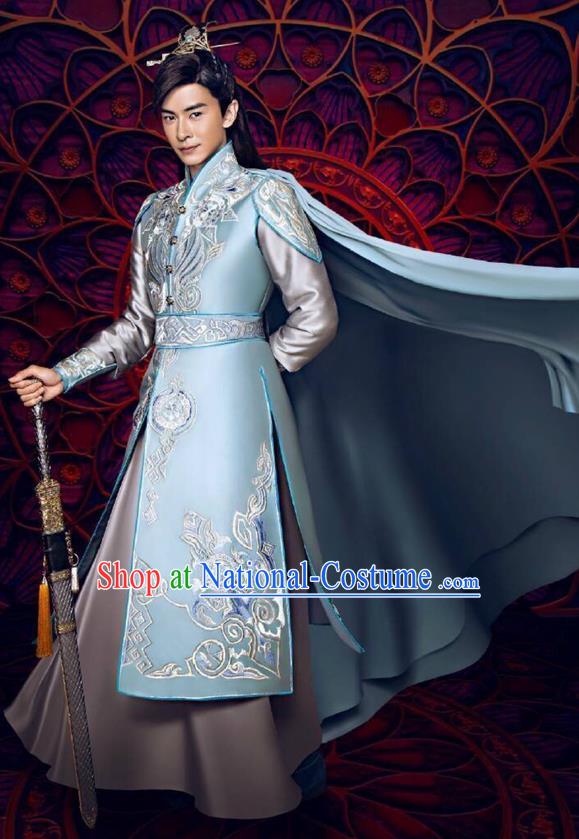 Traditional Ancient Chinese Swordsman Costume and Handmade Headpiece Complete Set, Elegant Hanfu Chinese Southern and Northern Dynasty Chivalrous Expert Clothing