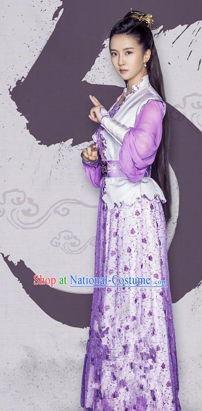 Traditional Ancient Chinese Tang Dynasty Princess Costume and Handmade Headpiece Complete Set, Fighter of the Destiny Hanfu Swordswoman Young Lady Clothing