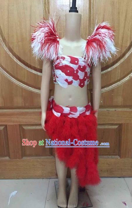 Top Grade Professional Performance Catwalks Costume Swimsuit, Traditional Brazilian Rio Carnival Samba Dance Clothing for Kids