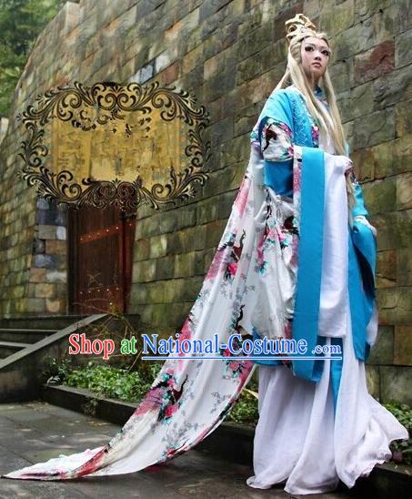 Top Grade Traditional China Ancient Cosplay Swordswoman Costumes, China Ancient Young Lady Princess Elegant Hanfu Green Dress for Women