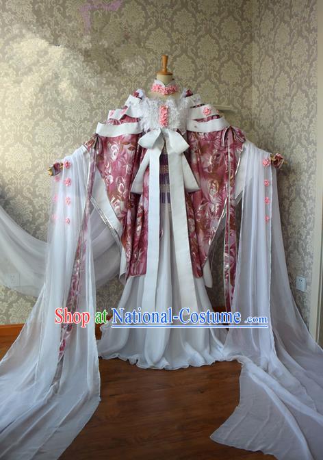 Top Grade Traditional China Ancient Cosplay Princess Costumes, China Ancient Palace Lady Fairy Dance Dress Clothing for Women