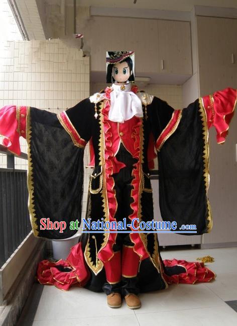 Top Grade Traditional China Ancient Cosplay Onmyoji Swordsman Costumes, China Ancient Taoist Master Hanfu Clothing for Men