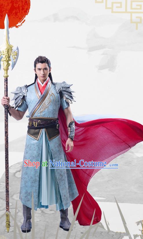 Traditional Ancient Chinese Tang Dynasty General Swordsman Costume, Xuanyuan Sword Han Cloud Imperial Warrior Coat Armor Clothing Complete Set