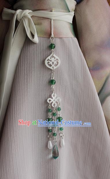 Top Grade Traditional China Ancient Palace Jade Accessories Pendant, China Ancient Swordsman Beads Tassel Waist Pendant