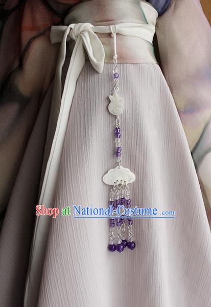 Top Grade Traditional China Ancient Palace Jade Accessories Pendant, China Ancient Swordsman Beads Tassel Waist Pendant