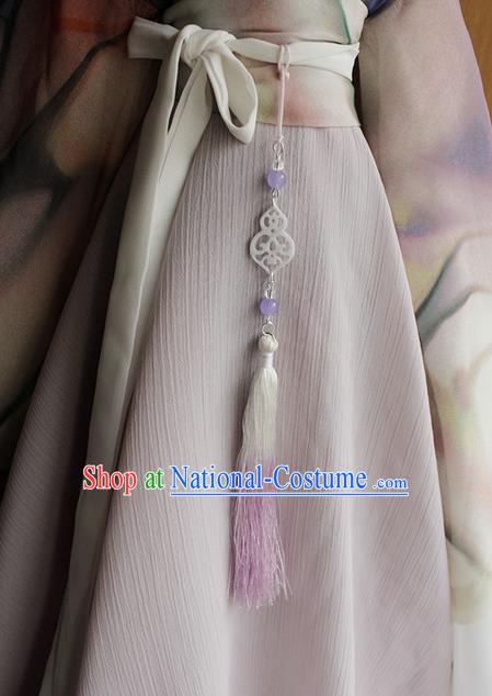 Top Grade Traditional China Ancient Palace Princess Calabash Jade Accessories Pendant, China Ancient Swordsman Tassel Waist Pendant