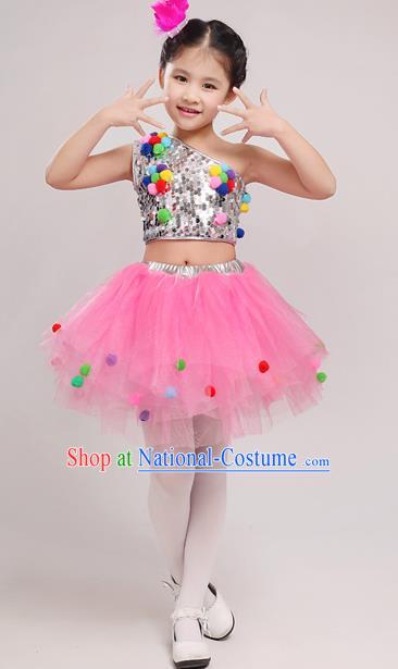 Top Grade Chinese Professional Performance Costume, Children Bubble Full Dress Modern Dance Dress for Girls Kids