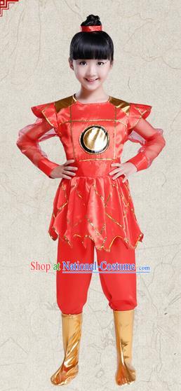 Top Grade Chinese Peking Opera Female Soldier Costume, Children Beijing Opera General Clothing for Kids