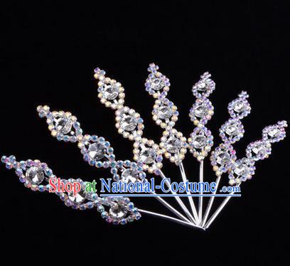 Chinese Ancient Peking Opera Head Accessories Young Lady Diva Crystal Headwear White Hairpins, Traditional Chinese Beijing Opera Hua Tan Head-ornaments