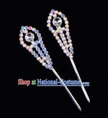 Chinese Ancient Peking Opera Head Accessories Young Lady Diva Colorful Crystal Headwear Hairpins, Traditional Chinese Beijing Opera Hua Tan Head-ornaments