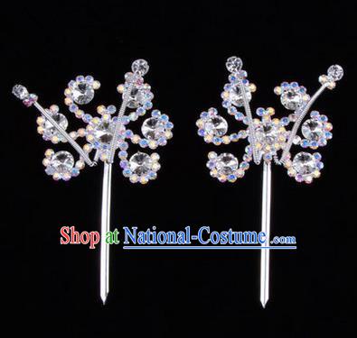 Chinese Ancient Peking Opera Head Accessories Young Lady Diva Colorful Crystal Headwear Sunflower White Hairpins, Traditional Chinese Beijing Opera Hua Tan Head-ornaments