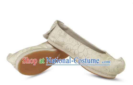 Chinese Ancient Peking Opera Young Lady Shoes, Traditional Chinese Beijing Opera Ancient Princess Hanfu Cloth Shoes Bow Shoes for Women