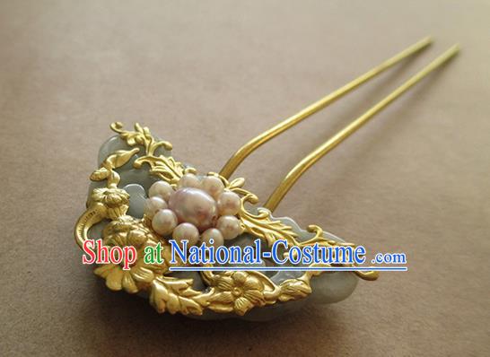 Chinese Ancient Handmade Jewelry Accessories Brass Hairpins, Traditional Chinese Ancient Hanfu Hair Clasp Headwear for Women