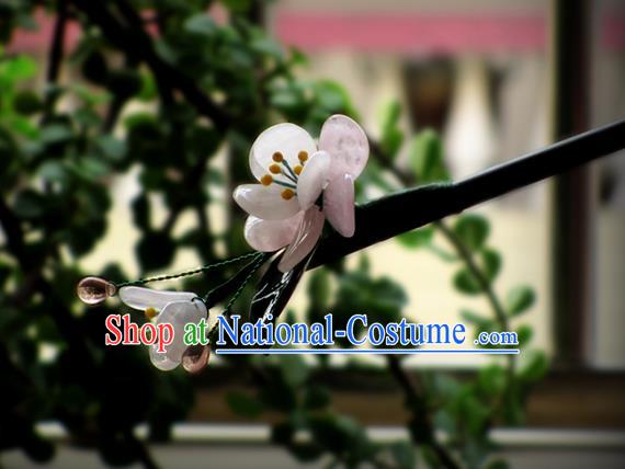 Chinese Ancient Handmade Jewelry Accessories Pink Flowers Hairpins, Traditional Chinese Ancient Hanfu Hair Stick Headwear for Women