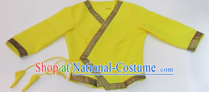 Traditional Thailand Ancient Handmade Female Costumes, Traditional Thai China Dai Nationality Yellow Blouse Clothing for Women