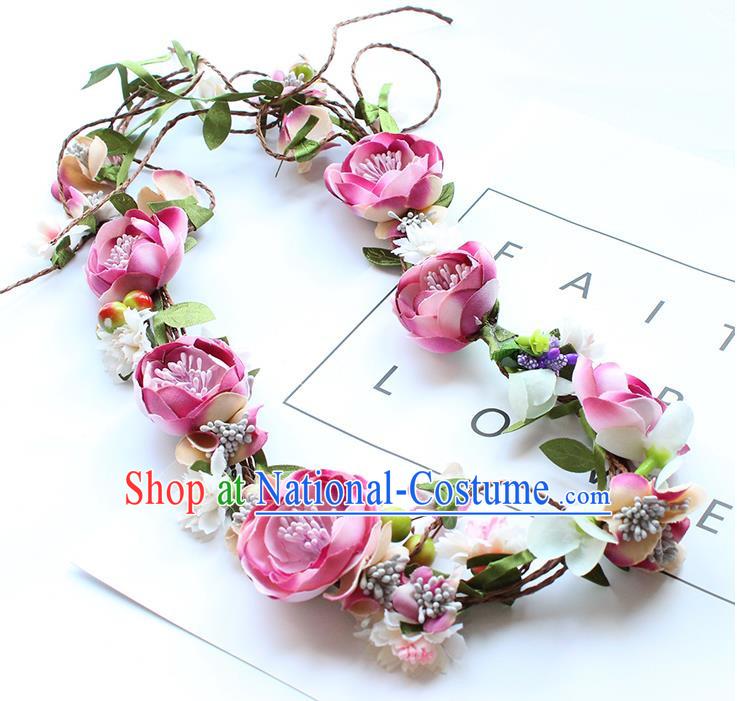 Top Grade Handmade Wedding Bride Hair Accessories, Traditional Princess Purple Flowers Hair Clasp Wedding Headwear for Women